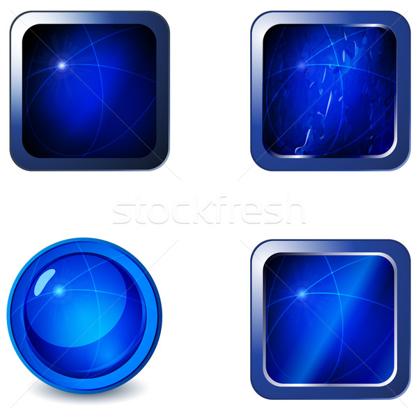 Vector set of blank green metal web buttons Stock photo © glyph