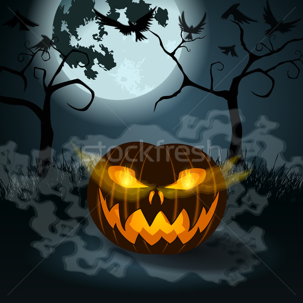 Halloween örnek vektör dolunay parti ışık Stok fotoğraf © glyph