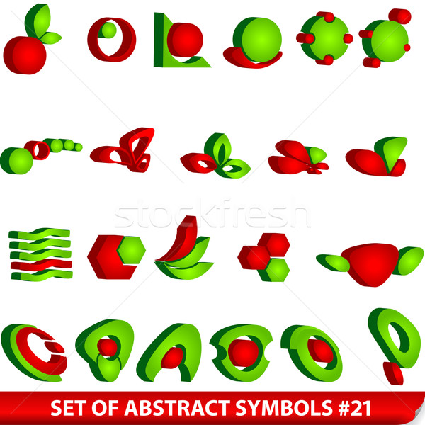 Set of red abstract symbols Stock photo © glyph