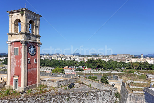 Clock tower old fortress Corfu town Stock photo © goce