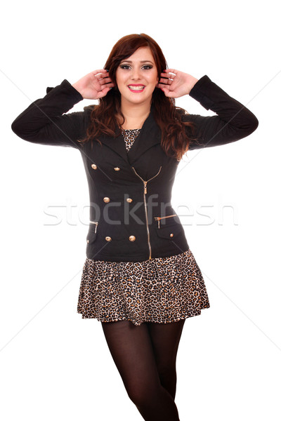 Fille veste blanche sourire cheveux [[stock_photo]] © goce