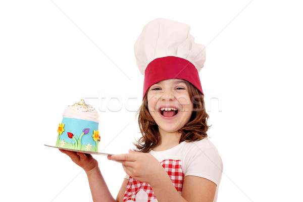 happy little girl cook with cake Stock photo © goce