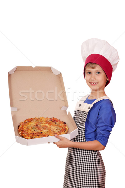 Chef caja de pizza ninos nino Foto stock © goce