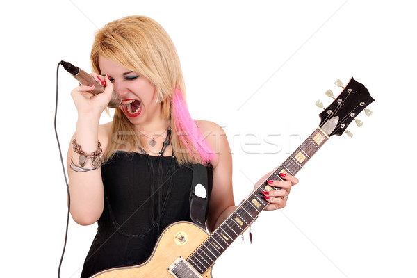Ragazza rock rotolare cantante bianco donna Foto d'archivio © goce