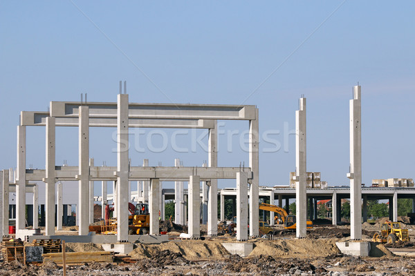Bouwplaats machines werknemers gebouw bouw industrie Stockfoto © goce