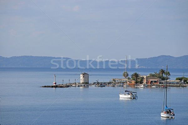 Velho moinho de vento cidade Grécia céu natureza Foto stock © goce