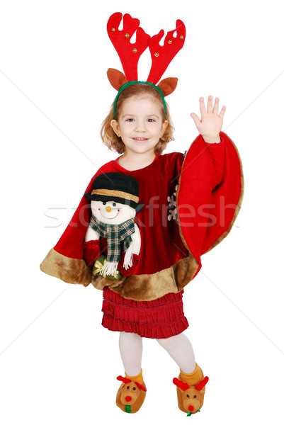 Noël petite fille corne tête bonhomme de neige robe [[stock_photo]] © goce