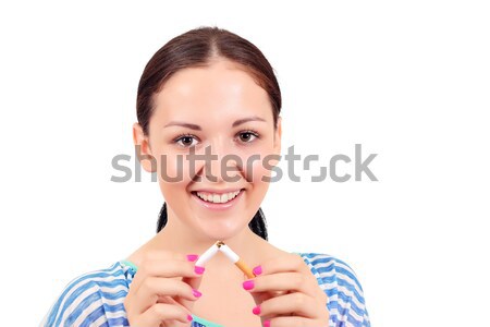 Nina cigarrillo mujer sonrisa salud femenino Foto stock © goce
