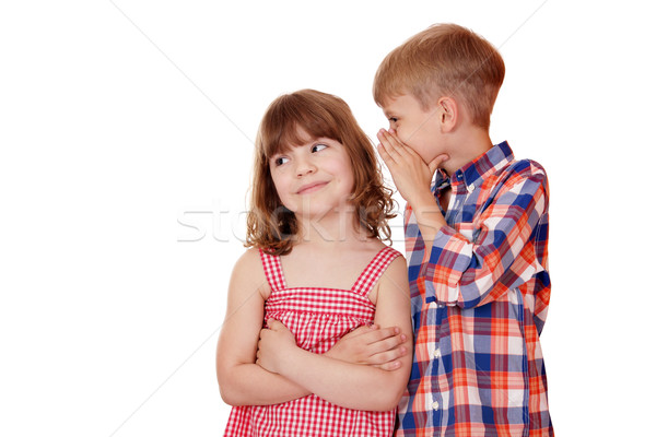 boy whispering a secret little girl on white  Stock photo © goce