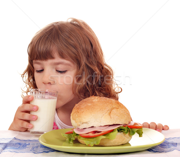 飢えた 女の子 朝食 時間 食品 子 ストックフォト © goce