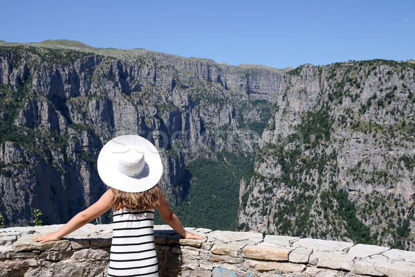 girl on the viewpoint Vikos gorge Greece Stock photo © goce
