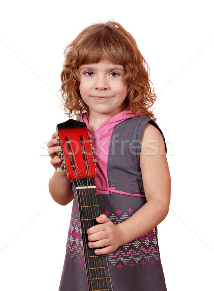 Meisje poseren gitaar glimlach kind schoonheid Stockfoto © goce