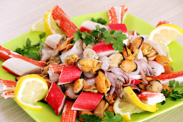 healthy sea food on plate close up Stock photo © goce