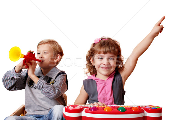Stockfoto: Kinderen · leuk · spelen · muziek · glimlach · kind