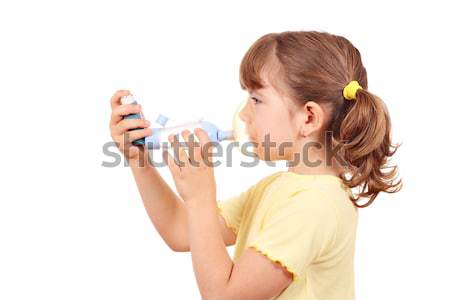 little girl with asthma inhaler Stock photo © goce
