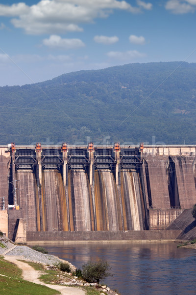 Stock photo: hydroelectric power plants on river industry