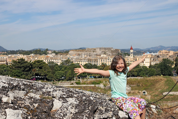 happy little girl in Corfu town Greece Stock photo © goce