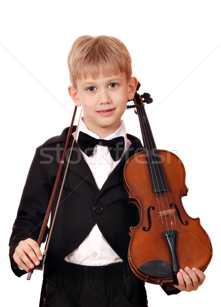 boy with violin posing Stock photo © goce