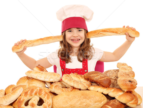 happy little girl cook with bread and pastry Stock photo © goce
