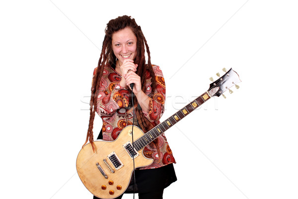 Foto d'archivio: Ragazza · capelli · rock · rotolare · cantante · donna