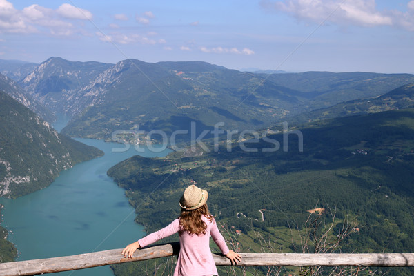 little girl enjoys the view from the viewpoint Tara mountain Ser Stock photo © goce
