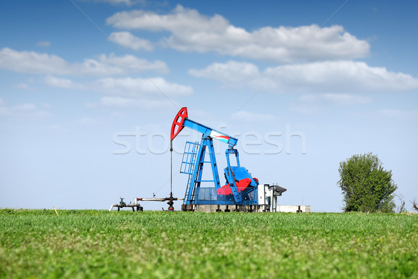 Olaj pumpa mező üzlet égbolt tájkép Stock fotó © goce