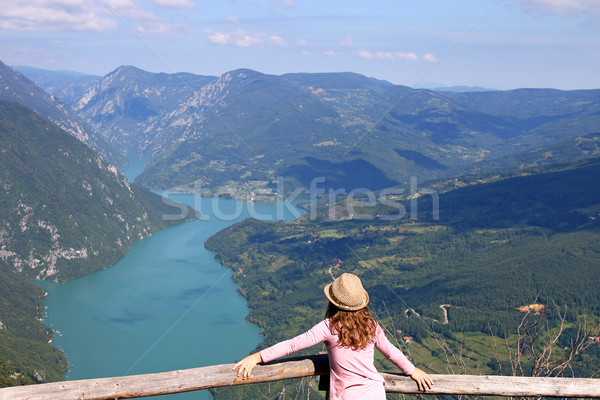 little girl enjoys the view from the viewpoint Tara mountain  Stock photo © goce