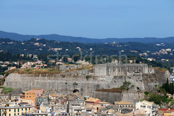 new fortress and old buildings Corfu town Greece Stock photo © goce