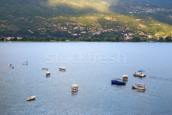 лодках озеро Македонии пейзаж воды горные Сток-фото © goce