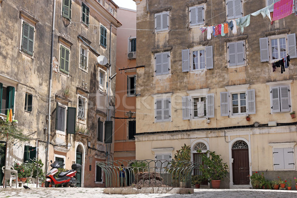 street and old buildings Corfu town Stock photo © goce