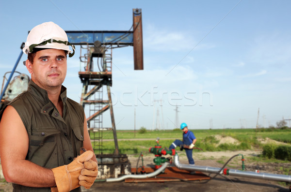 Olaj munkások mező ipar munkás erő Stock fotó © goce
