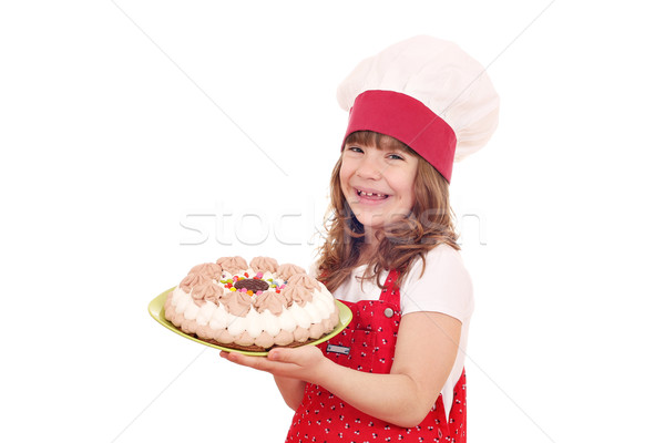happy little girl cook with sweet cake Stock photo © goce