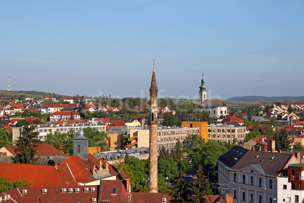 Híres minaret tájékozódási pont Magyarország Európa város Stock fotó © goce