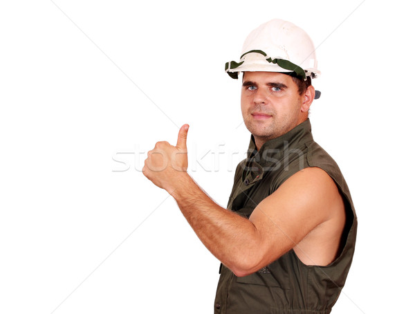 Ölarbeiter Erfolg Lächeln Arbeitnehmer lächelnd Helm Stock foto © goce