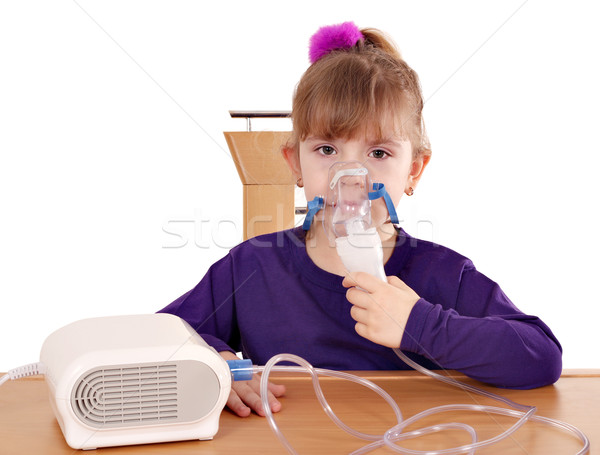 little girl taking inhaled Stock photo © goce