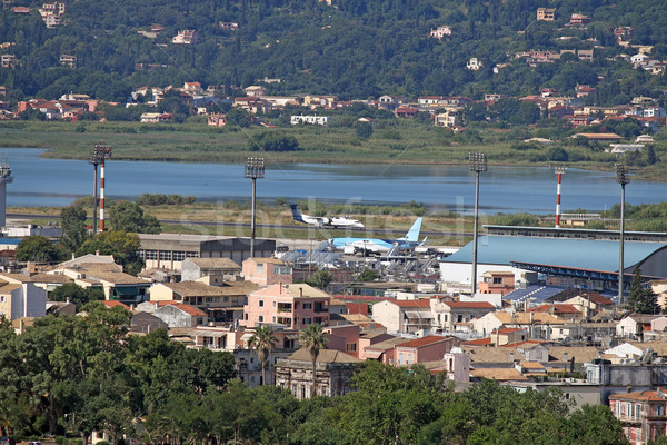 airplanes on airport Corfu town Greece Stock photo © goce