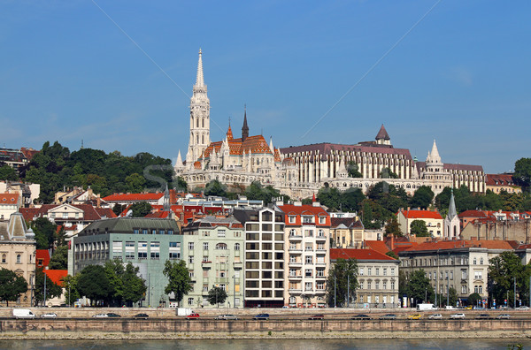 Fisherman towers on Danube riverside Budapest Hungary Stock photo © goce