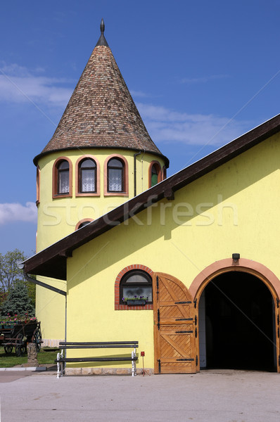 Foto d'archivio: Giallo · cavallo · stabile · farm · vintage · verde