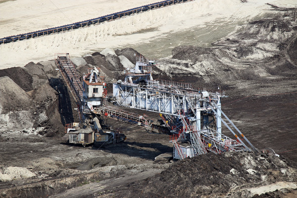 Stock photo: Open pit coal mine with excavator heavy machinery