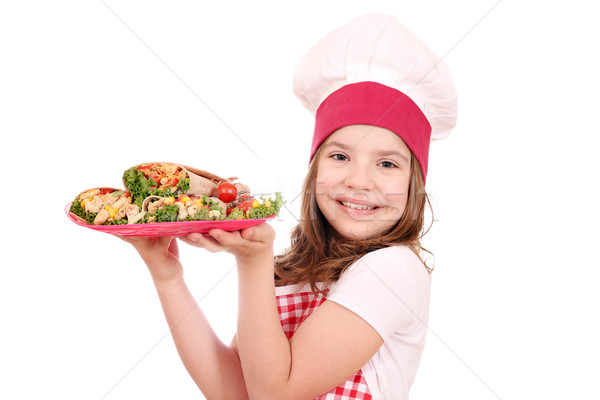 little girl cook with burritos Stock photo © goce