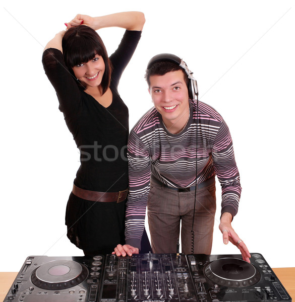 dj and girl techno party Stock photo © goce