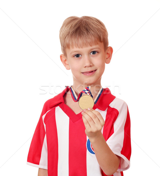 Junge Goldmedaille Kind kid Gold Erfolg Stock foto © goce