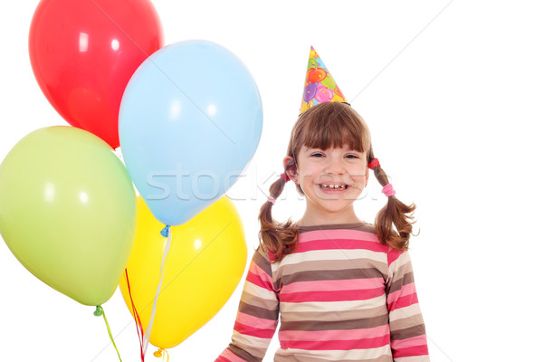 Boldog kislány léggömbök születésnapi buli gyerekek gyermek Stock fotó © goce