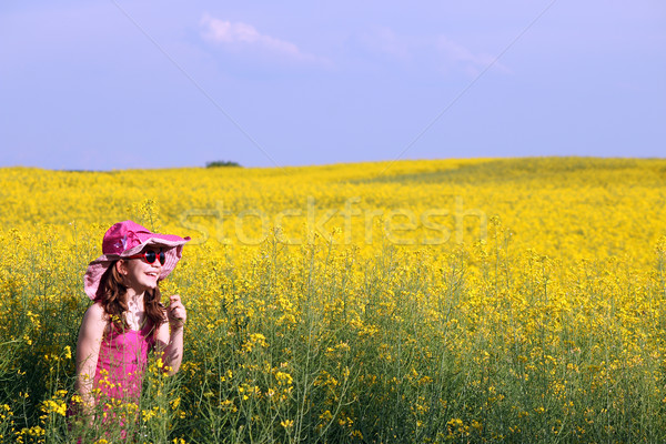 Feliz little girl campo verão temporada céu Foto stock © goce