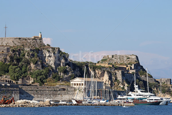 old fortress Corfu town lighthouse and port Stock photo © goce