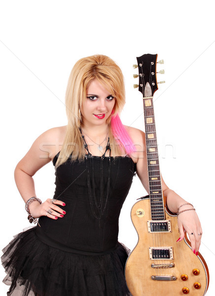 Stock photo: beautiful girl with electric guitar