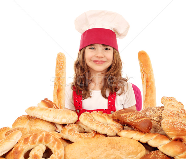 快樂 小女孩 煮 麵包 椒鹽脆餅 商業照片 © goce