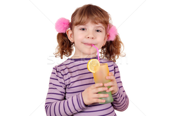 Stock fotó: Gyönyörű · kislány · ital · limonádé · gyermek · szépség