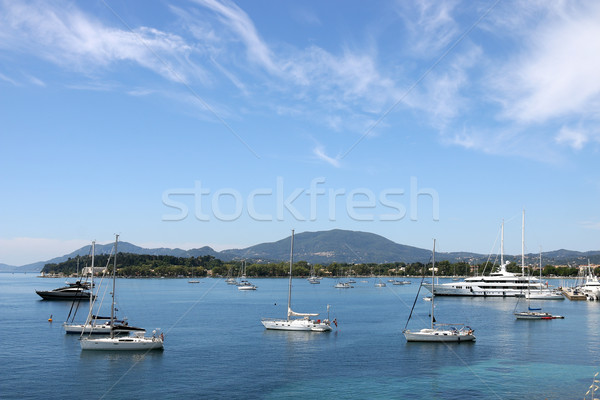 yacht and sailboats Garitsa bay Corfu island Greece Stock photo © goce