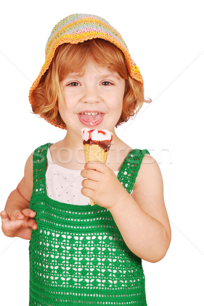 Szépség kislány fagylalt gyermek portré gyerek Stock fotó © goce